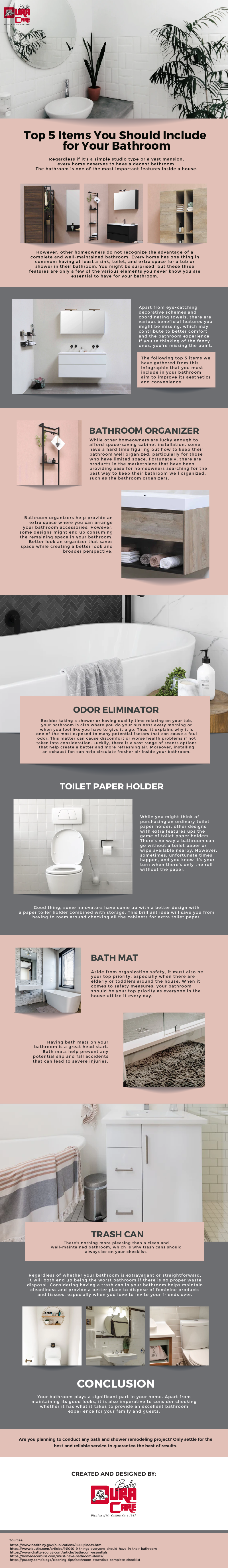 Top 5 Items You Should Include for Your Bathroom Infographic