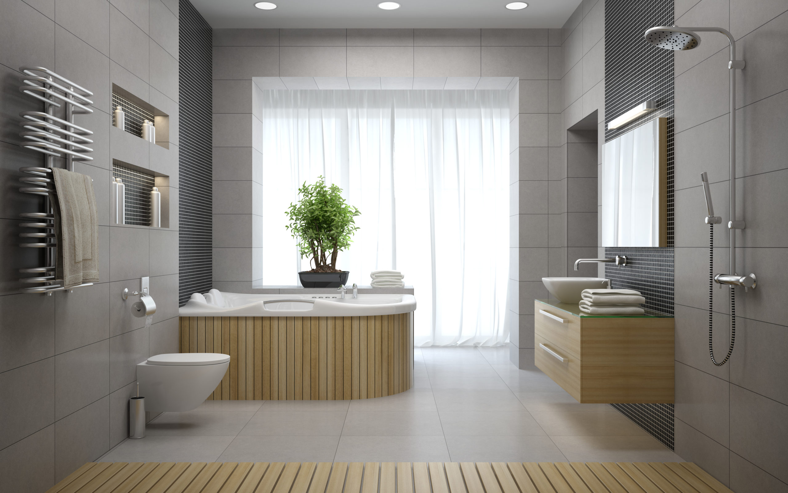 Interior of the modern design bathroom 3D rendering-01